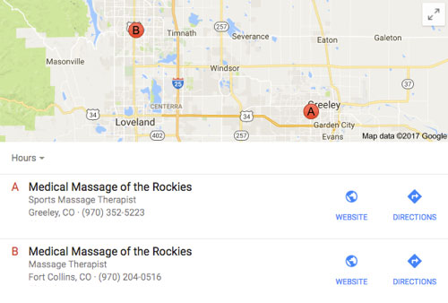 Medical Massage of the Rockies Map